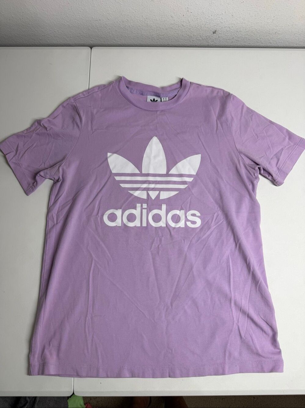 Adidas Trefoil Logo Lavender Purple Cotton Blend T Shirt Size M - Picture 2 of 10